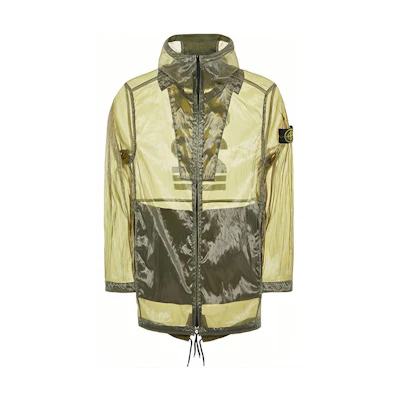 Stone Island SS22 40th Anniversary Green Metallic Logo Hooded Jacket Men 7615705Q2-V0058