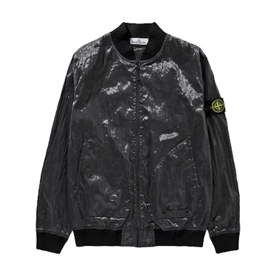 STONE ISLAND SS22 40th Anniversary Metallic Logo Zip Jacket Black 7615433Q2-V1029