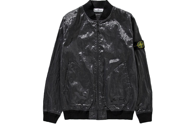 STONE ISLAND SS22 40th Anniversary Metallic Logo Zip Jacket Black 7615433Q2-V1029 圖 2