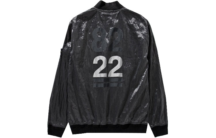 STONE ISLAND SS22 40th Anniversary Metallic Logo Zip Jacket Black 7615433Q2-V1029 圖 3