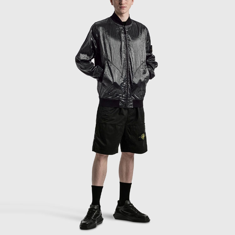 STONE ISLAND SS22 40th Anniversary Metallic Logo Zip Jacket Black 7615433Q2-V1029 圖 4