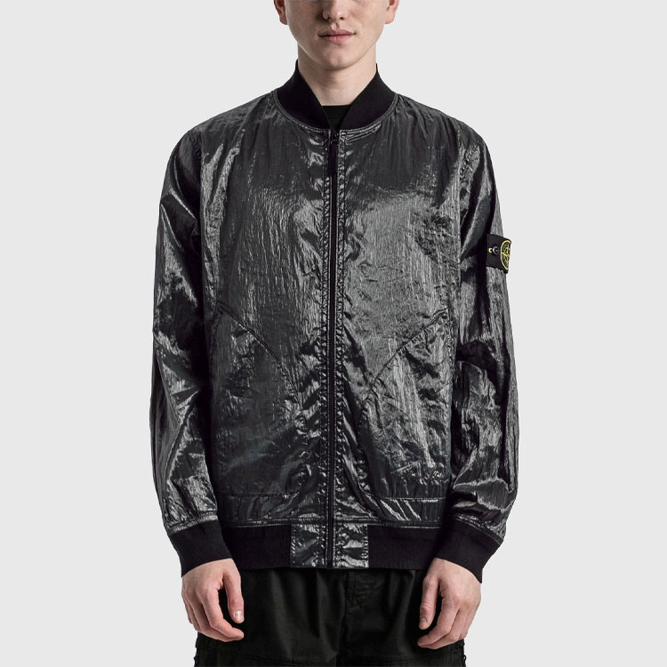 STONE ISLAND SS22 40th Anniversary Metallic Logo Zip Jacket Black 7615433Q2-V1029 圖 5
