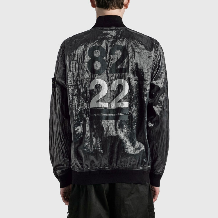 STONE ISLAND SS22 40th Anniversary Metallic Logo Zip Jacket Black 7615433Q2-V1029 圖 6