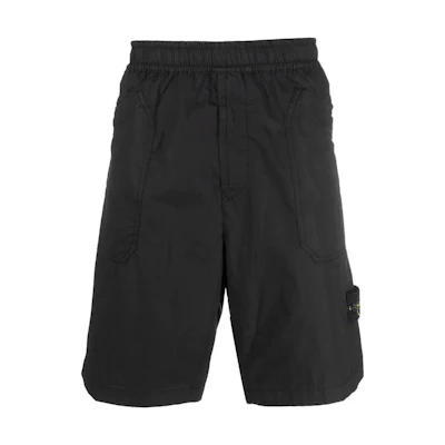 STONE ISLAND SS22 Black Compass Patch Bermuda Shorts 7615L0403-V0029