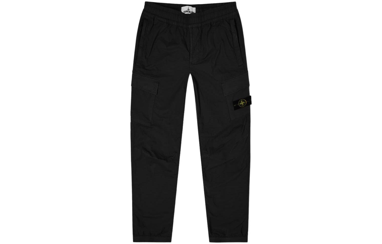 STONE ISLAND SS22  Black Elastic Waist Jogger Cargo Pants 761531303-V0029