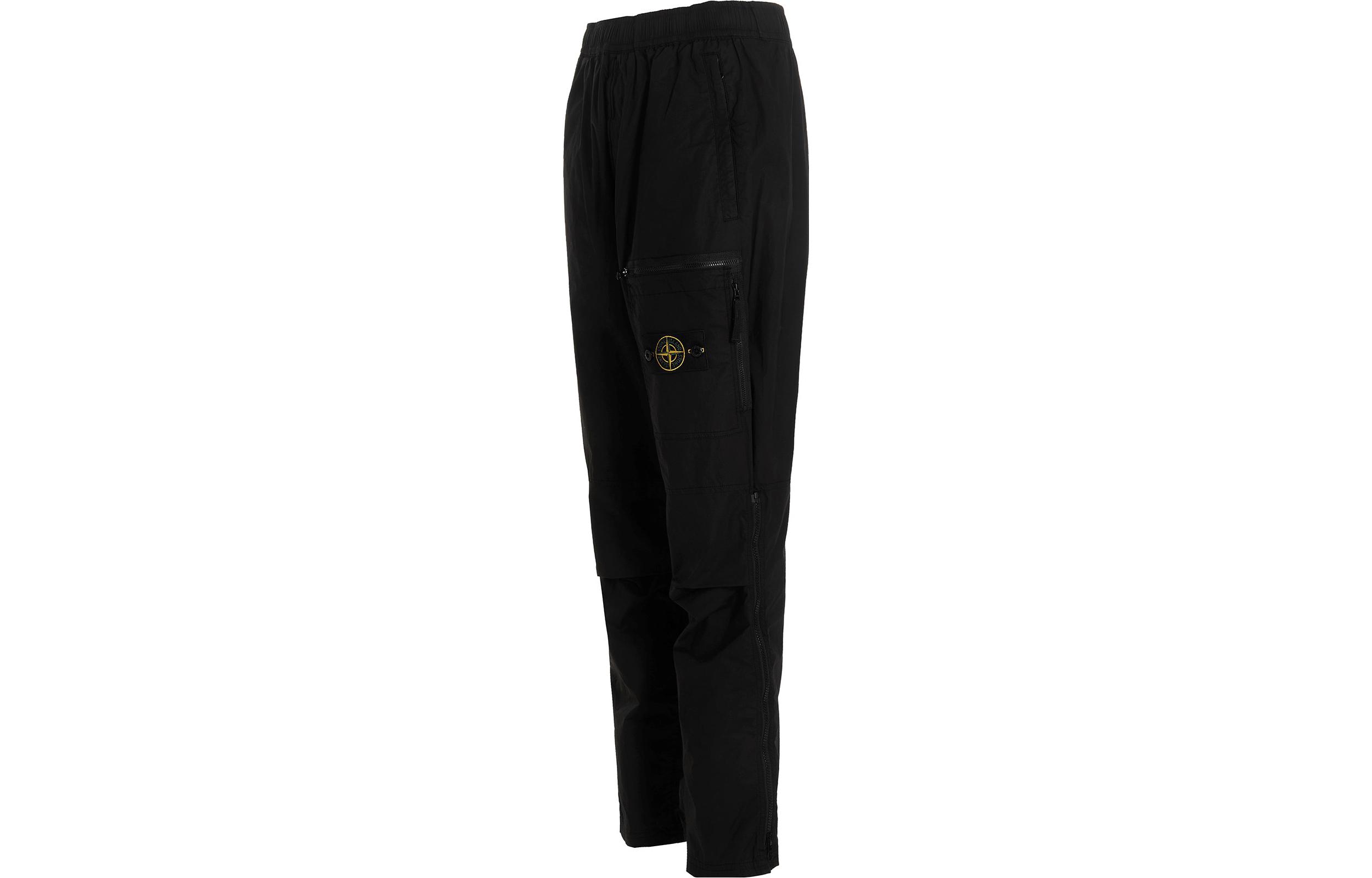 Shop STONE ISLAND SS22 Seluar Kerja Kasual Hitam Logo Patch. 761530803-V0029