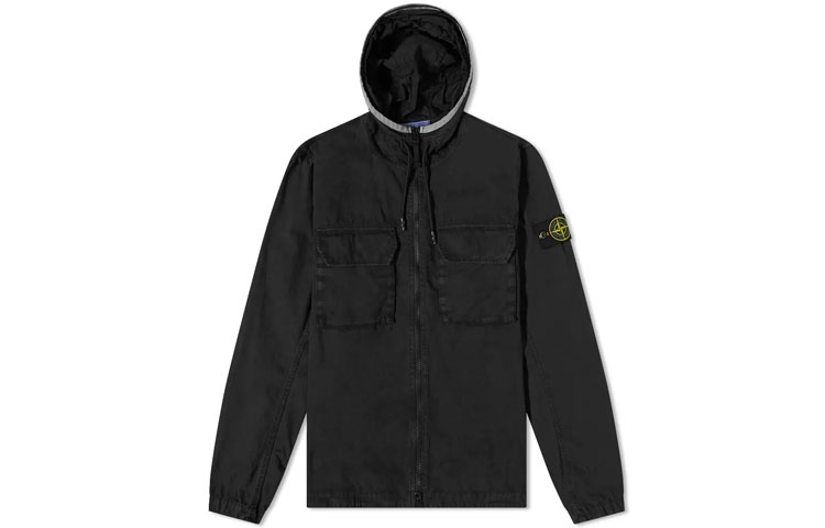 STONE ISLAND SS22  Black Multi-Pocket Hooded Zip Jacket. 7615122WN-V0129