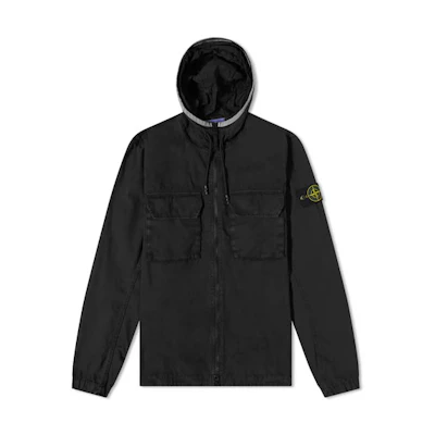 STONE ISLAND SS22 Black Multi-Pocket Hooded Zip Jacket. 7615122WN-V0129