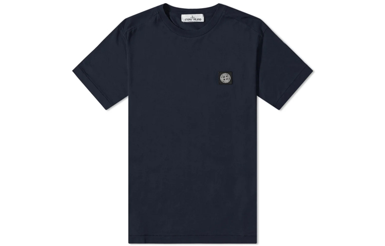 Stone Island SS22  Blue Crewneck Patch Short Sleeve T-Shirt 761524113-V0020