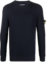 Stone Island SS22 Dark Blue Logo Patch Crewneck Wool Sweater. 7715553C2-V0020 Stone Island SS22 Dark Blue Logo Patch Crewneck Wool Sweater. 7715553C2-V0020