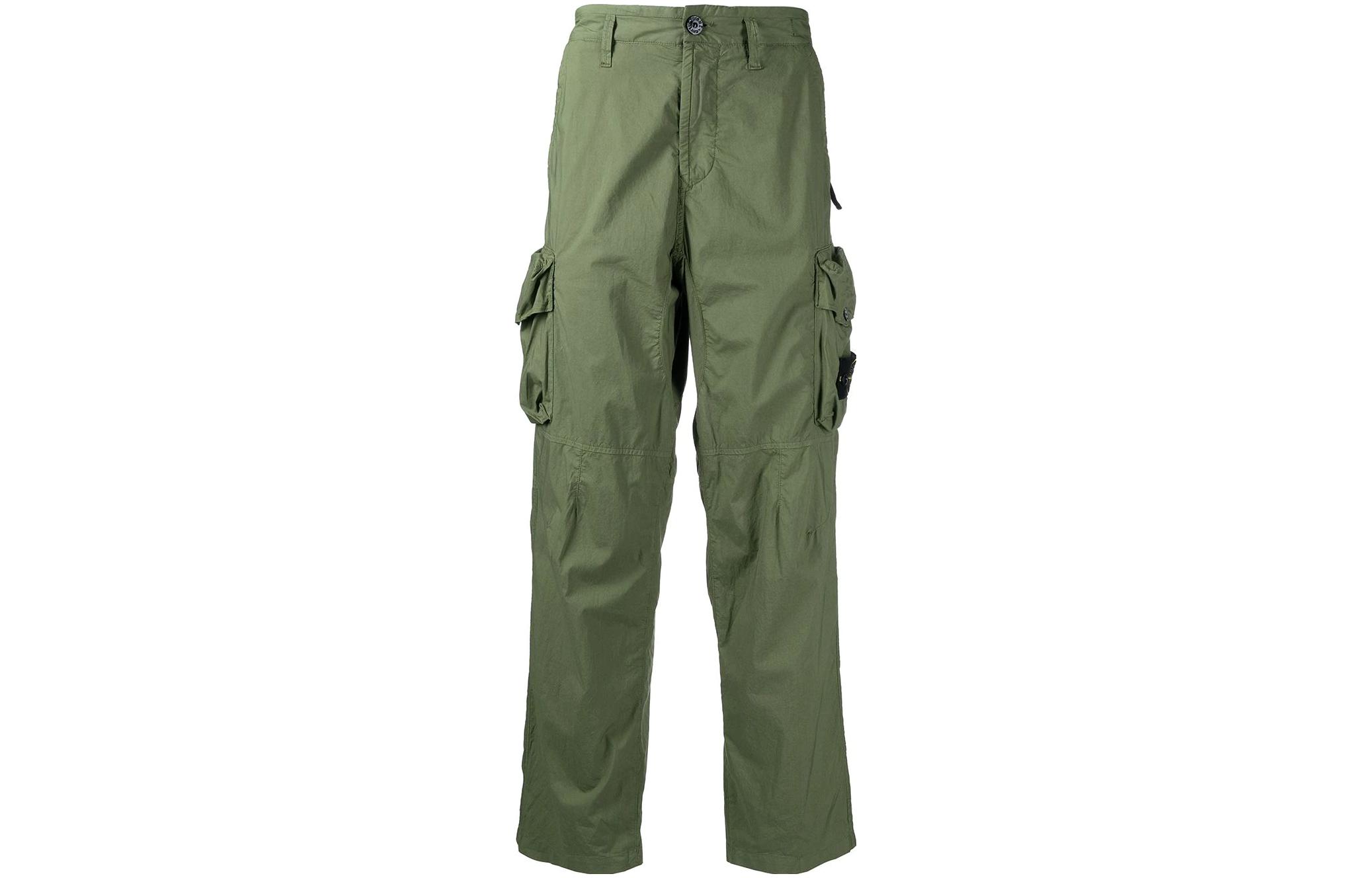 STONE ISLAND SS22  Green Straight-Leg Utility Cargo Pants 761532003-V0058