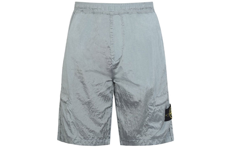 STONE ISLAND SS22  Ice Blue Logo Casual Shorts. 7615l1721-V0044