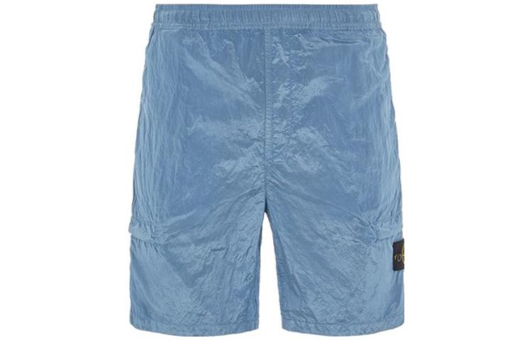 STONE ISLAND SS22  Light Blue Logo Casual Loose Shorts 7615l1721-v0046