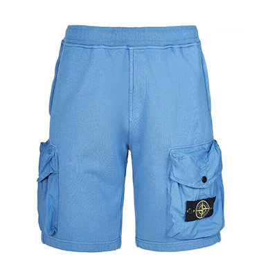 STONE ISLAND SS22 Solid Color Logo Pocket Sweatshorts Blue 761565051-V0046