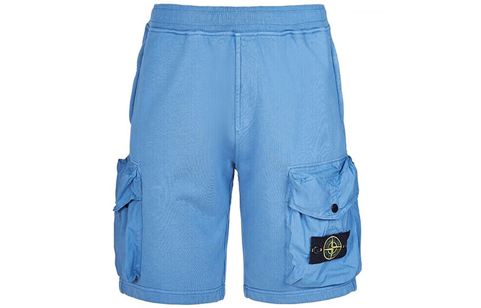 Order STONE ISLAND SS22 Pantalones Cortos Azul con Bolsillo y Logo Color Sólido 761565051-V0046