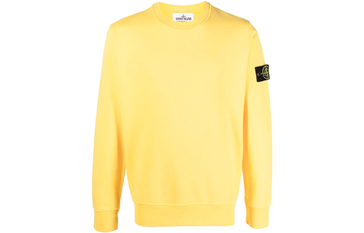 Stone Island SS22 Badge Crewneck Long Sleeve Sweatshirt Yellow 761563051-V0030