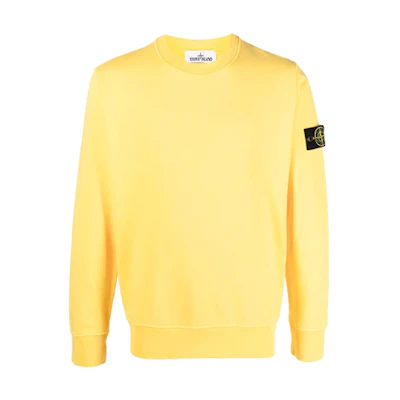 Stone Island SS22 Badge Crewneck Long Sleeve Sweatshirt Yellow 761563051-V0030