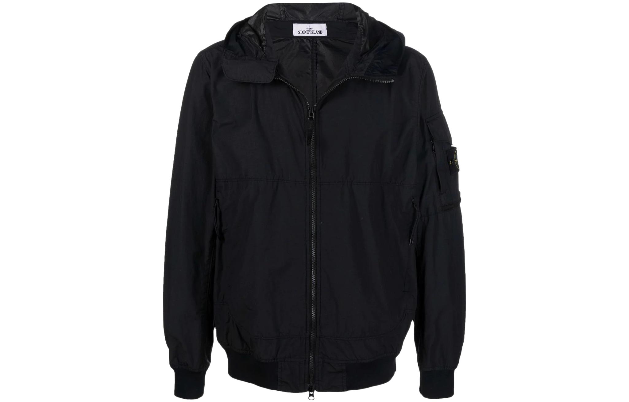 Stone Island SS22 Badge Lightweight Hooded Jacket Men’s Black 761540632-V0029