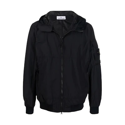 Stone Island SS22 Badge Lightweight Hooded Jacket Men’s Black 761540632-V0029