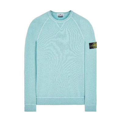 Stone Island SS22 Badge Pullover Long Sleeve Sweatshirt Men’s Light Blue 761566360-V0144