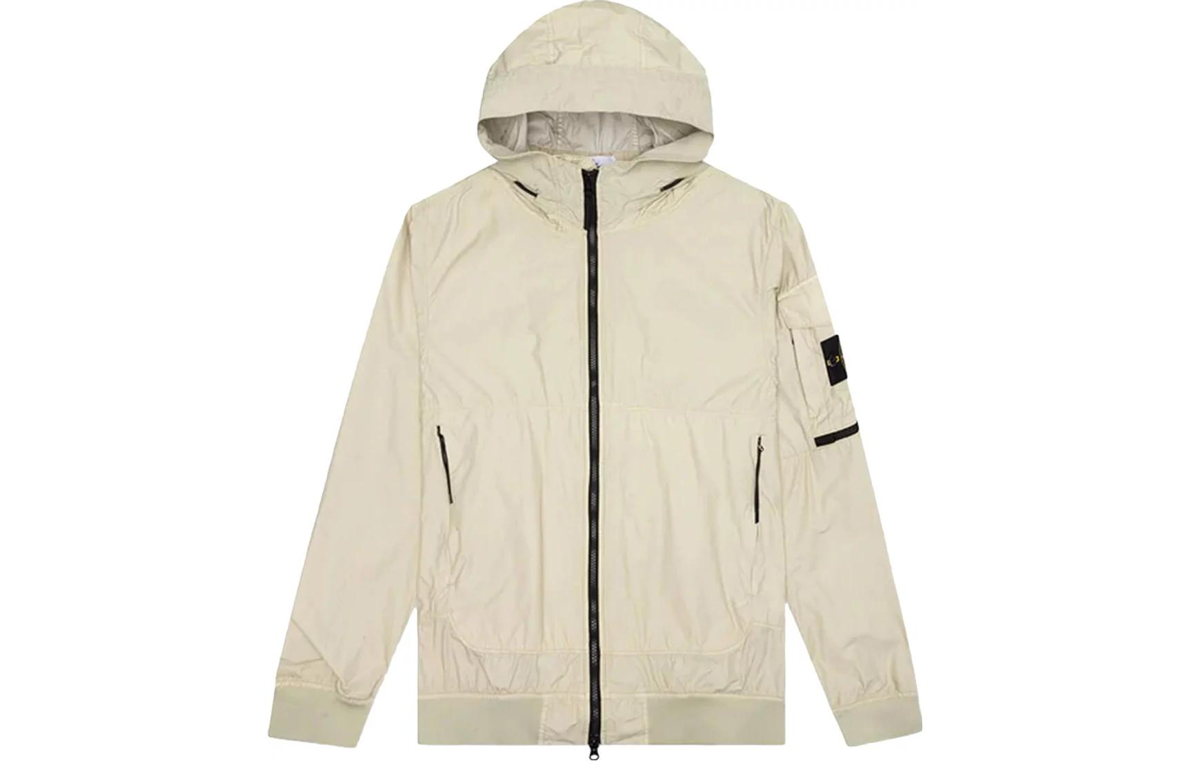 Stone Island SS22 Beige Hoodie Jacket with Logo Badge for Men 761540632-V0090
