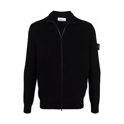 STONE ISLAND SS22 Black Badge Zip-Up High Neck Sweatshirt Jacket for Men. 7615551D8-V0029