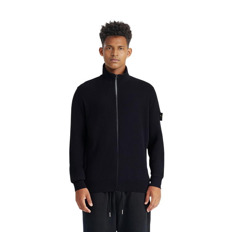 STONE ISLAND SS22 Black Badge Zip-Up High Neck Sweatshirt Jacket for Men. 7615551D8-V0029 圖 8