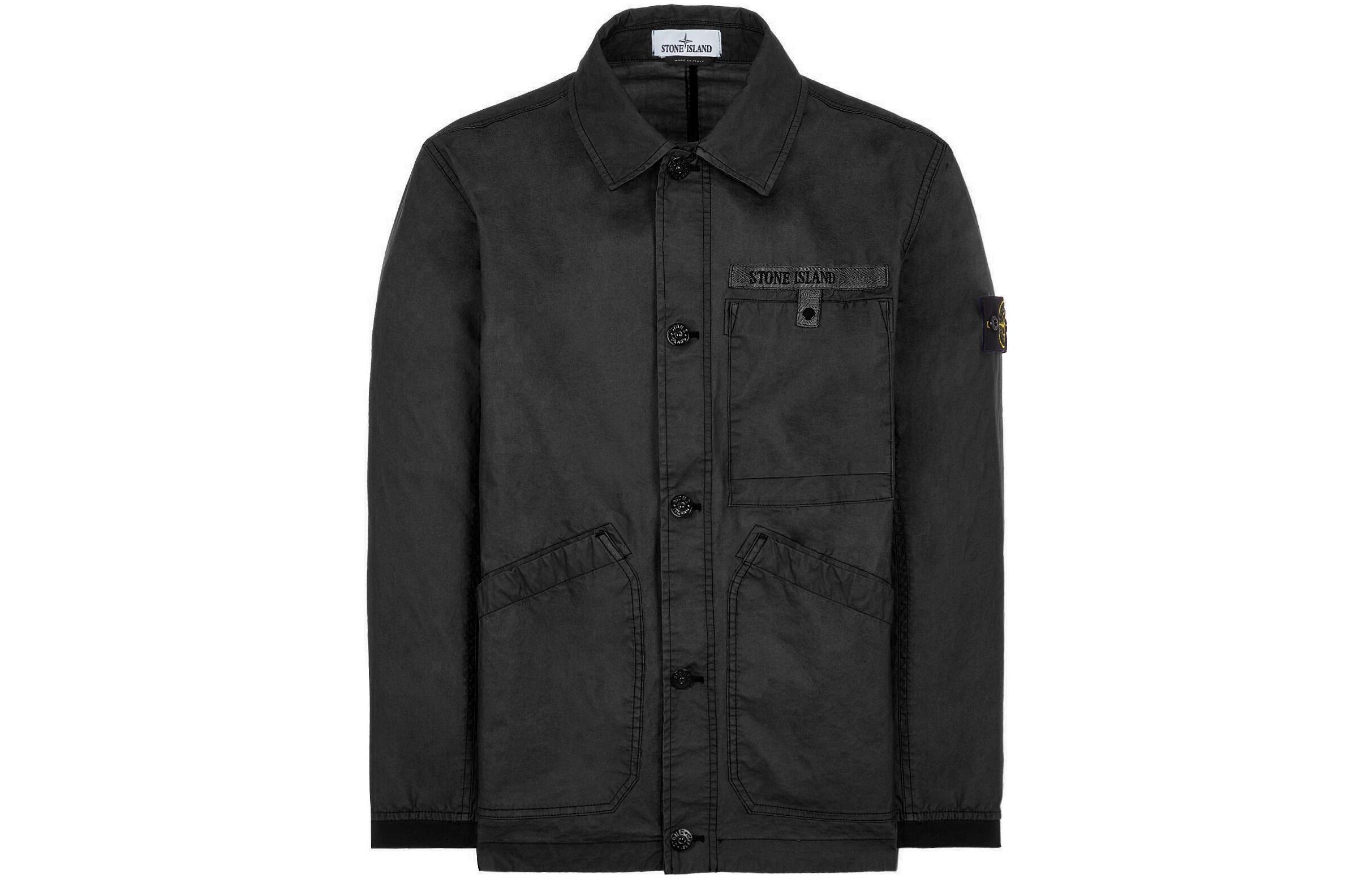 Stone Island SS22 Black Collared Long-Sleeve Jacket 7615A0230-V0029