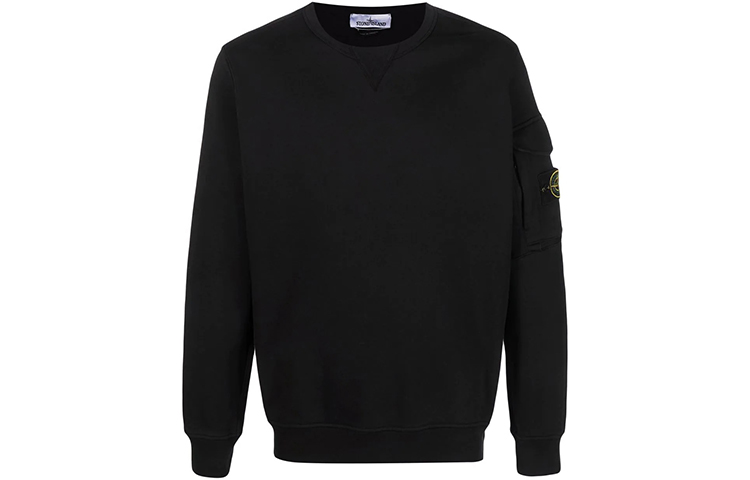 STONE ISLAND SS22 Black Crewneck Long Sleeve Sweatshirt for Men. 761561151-V0029