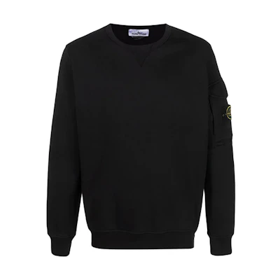 STONE ISLAND SS22 Black Crewneck Long Sleeve Sweatshirt for Men. 761561151-V0029