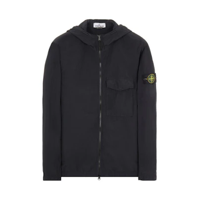 Stone Island SS22 Black Hooded Jacket with Patch Logo for Men 761512402-V0029
