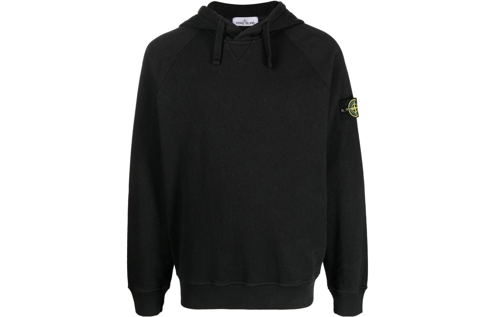 Stone Island SS22 Black Hoodie with Badge Logo for Men 761562160-V0029