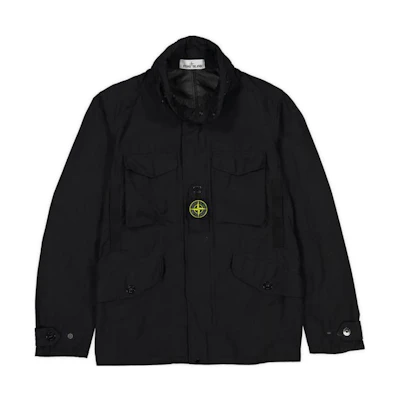 Stone Island SS22 Black Long-Sleeve Jacket with Logo Patch for Men 741541732-V0029