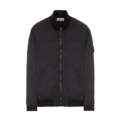 Stone Island SS22 Black Zip-Up Jacket with Logo Patch for Men 761560354-V0029
