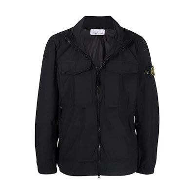 STONE ISLAND SS22 Black Zip-Up Jacket with Patch Pocket - Fall Outerwear 761540532-V0029