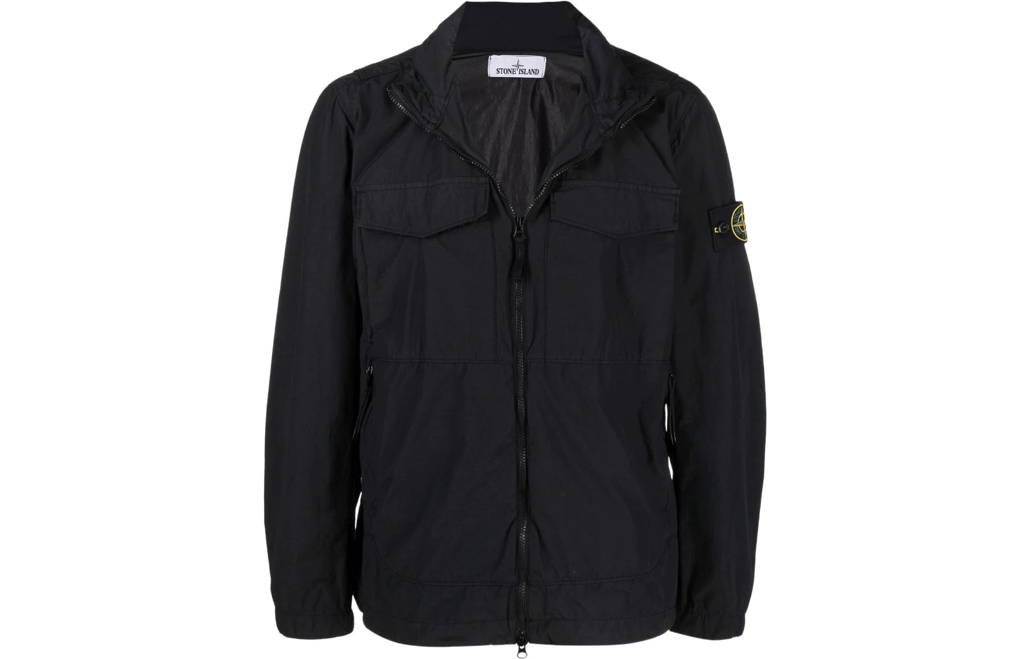 STONE ISLAND SS22 Black Zip-Up Jacket with Patch Pocket -  Fall Outerwear 761540532-V0029 圖 2