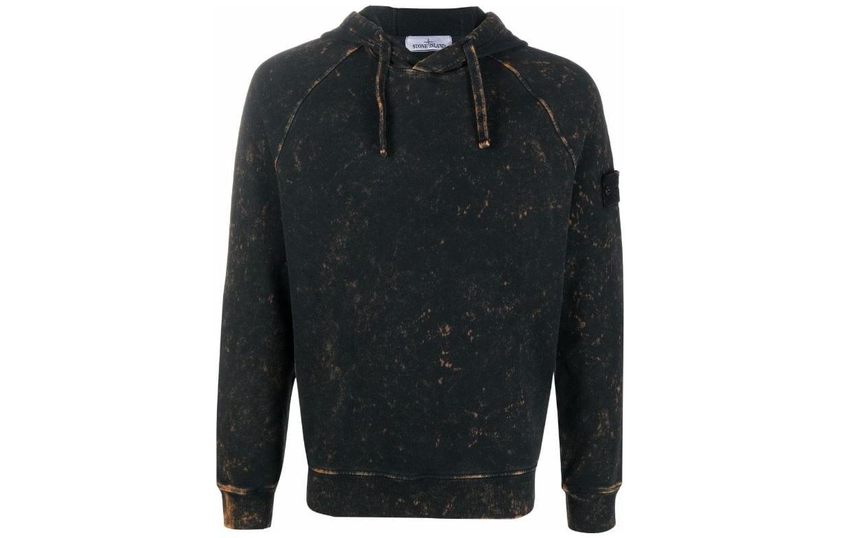 Stone Island SS22 Bleached Effect Hoodie Black 761561338-V0029