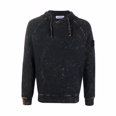 Stone Island SS22 Bleached Effect Hoodie Black 761561338-V0029