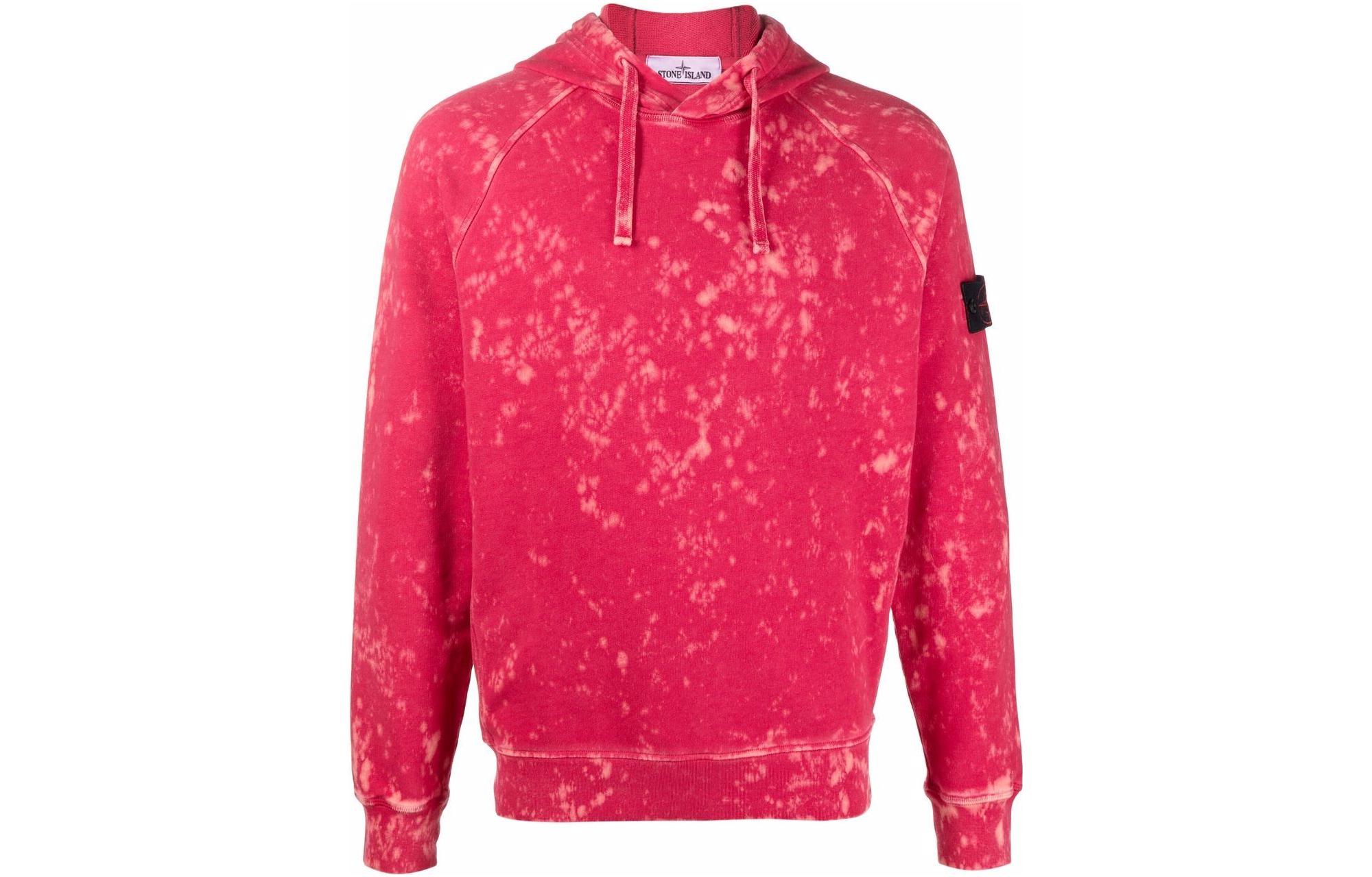 Stone Island SS22 Bleached Effect Pink Pullover Hoodie for Men 761561338-V0087