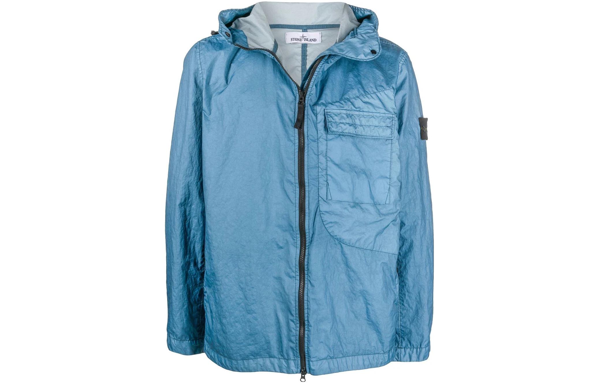 Stone Island SS22 Blue Badge Pocket Hooded Jacket for Men 761540223-V0046