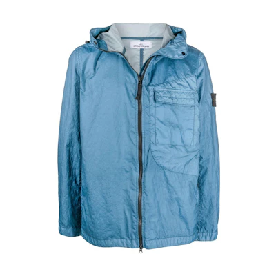 Stone Island SS22 Blue Badge Pocket Hooded Jacket for Men 761540223-V0046