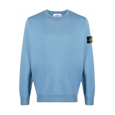 Stone Island SS22 Blue Crewneck Logo Patch Long Sleeve Sweatshirt Men 761563051-V0046