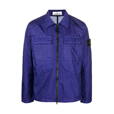 Stone Island SS22 Blue Crinkle Zip Jacket Men’s 761510323-V0022