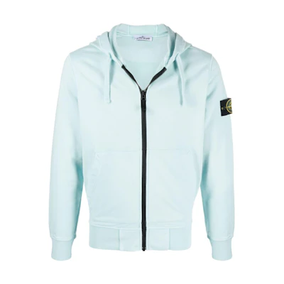 Stone Island SS22 Blue Hoodie with Solid Color and Logo Patch 761564251-V0044