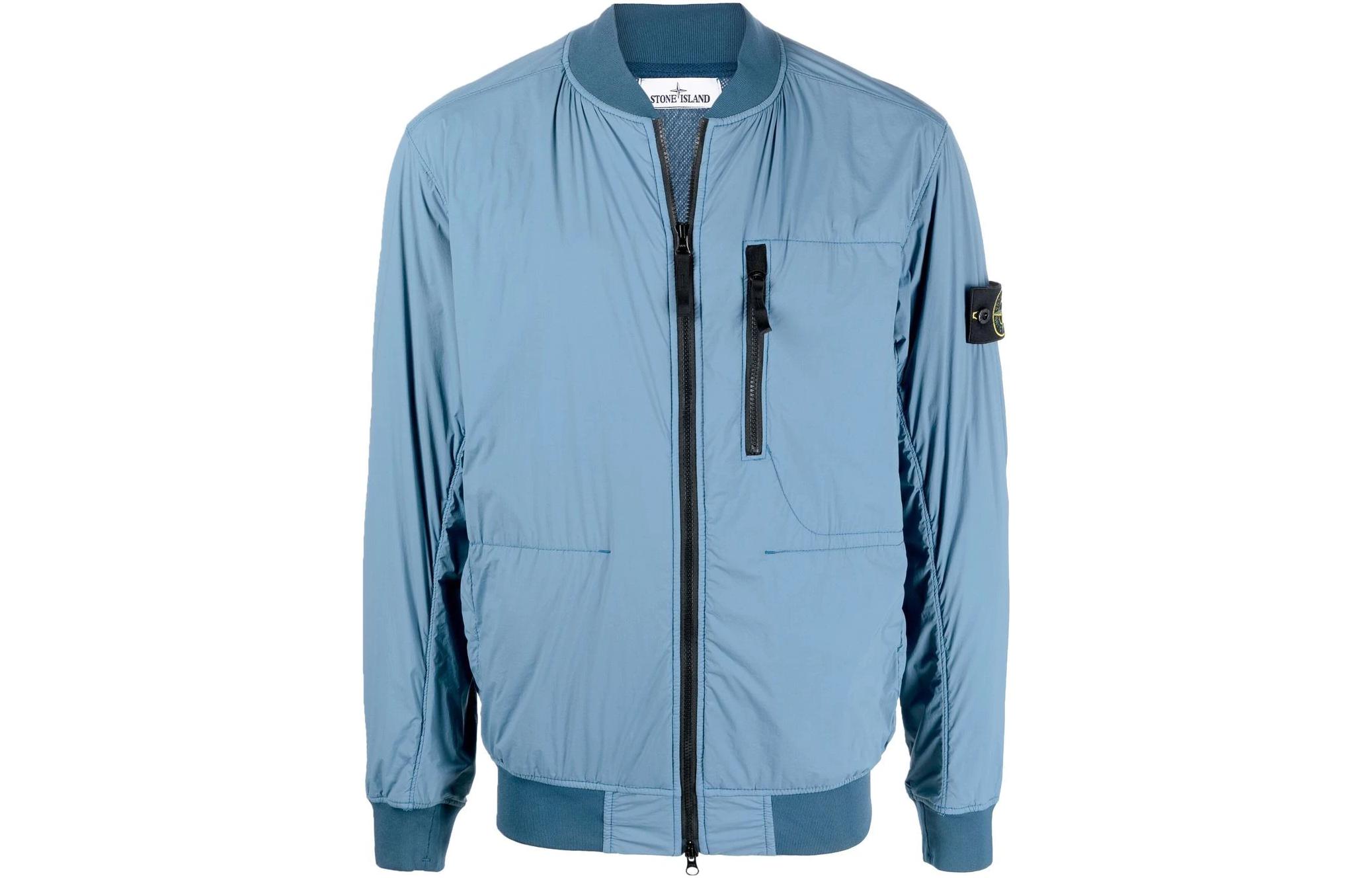 Stone Island SS22 Blue Logo Patch Elastic Cuff Jacket 761541331-V0046