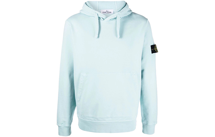 STONE ISLAND SS22 Blue Logo Patch Kangaroo Pocket Long Sleeve Sweatshirt Men. 761564151-V0044 圖 2