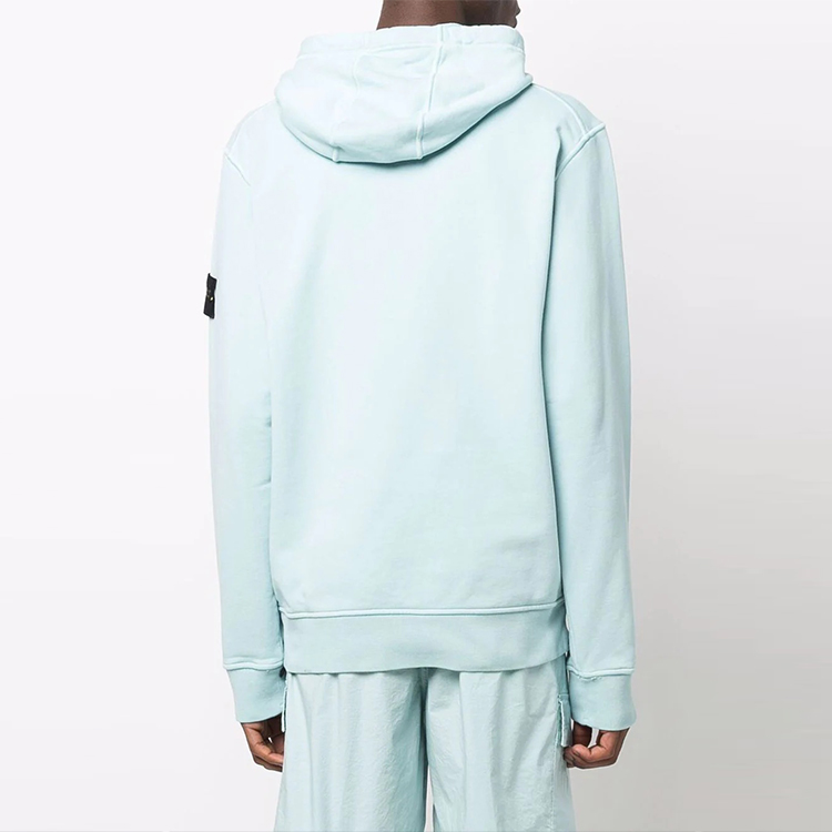 STONE ISLAND SS22 Blue Logo Patch Kangaroo Pocket Long Sleeve Sweatshirt Men. 761564151-V0044 圖 5