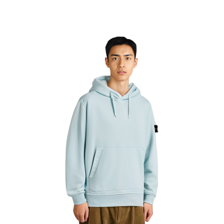 STONE ISLAND SS22 Blue Logo Patch Kangaroo Pocket Long Sleeve Sweatshirt Men. 761564151-V0044 圖 6