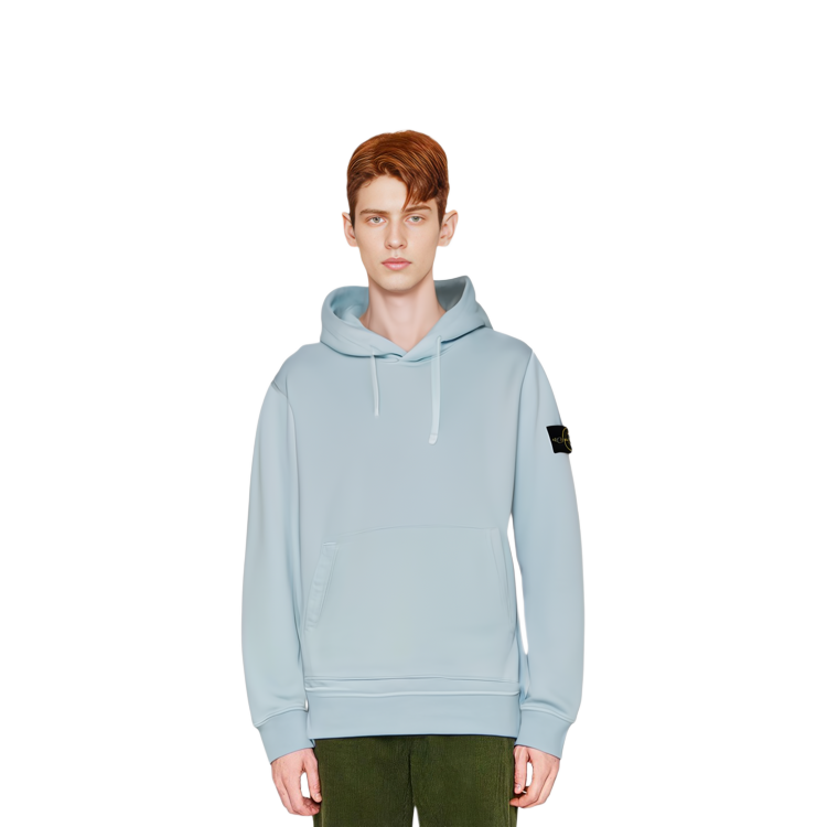 STONE ISLAND SS22 Blue Logo Patch Kangaroo Pocket Long Sleeve Sweatshirt Men. 761564151-V0044 圖 7