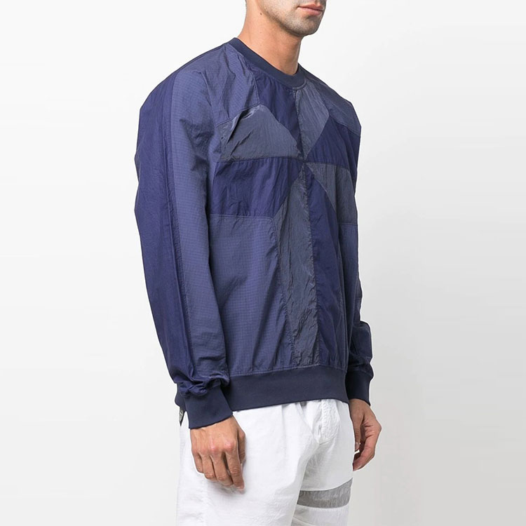 Shop ストーンアイランド SS22 ブルー ルーズフィット パッチワーク ニット カーディガン セーター 761560254-V0027